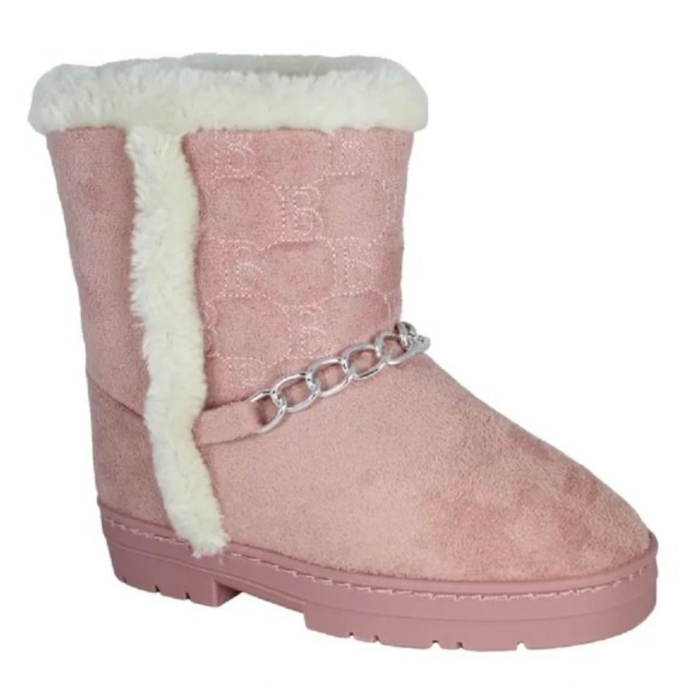 NWT Bebe kids Pink Quilted Boots with Chain Detail
